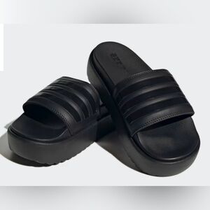 NEW no box  black size 7 adidas ADILETTE PLATFORM SLIDES